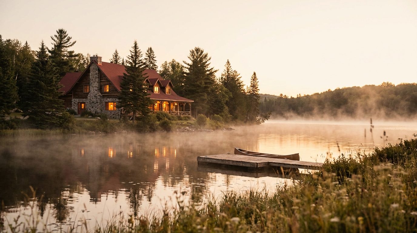 Chalet au bord d'un lac au Québec